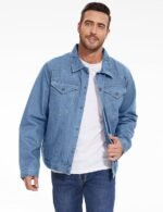 PEHMEA Men's Lined Flannel Denim Stylish Cowboy Trucker Coat Snap Button Rugged Western Shirts Jackets - Image 4