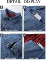 PEHMEA Men's Lined Flannel Denim Stylish Cowboy Trucker Coat Snap Button Rugged Western Shirts Jackets - Image 2