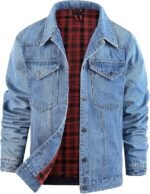 PEHMEA Men's Lined Flannel Denim Stylish Cowboy Trucker Coat Snap Button Rugged Western Shirts Jackets - Image 5